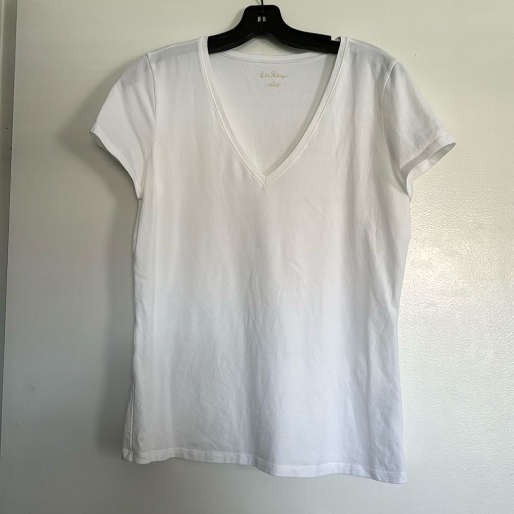Lilly Pulitzer white V Neck top Large